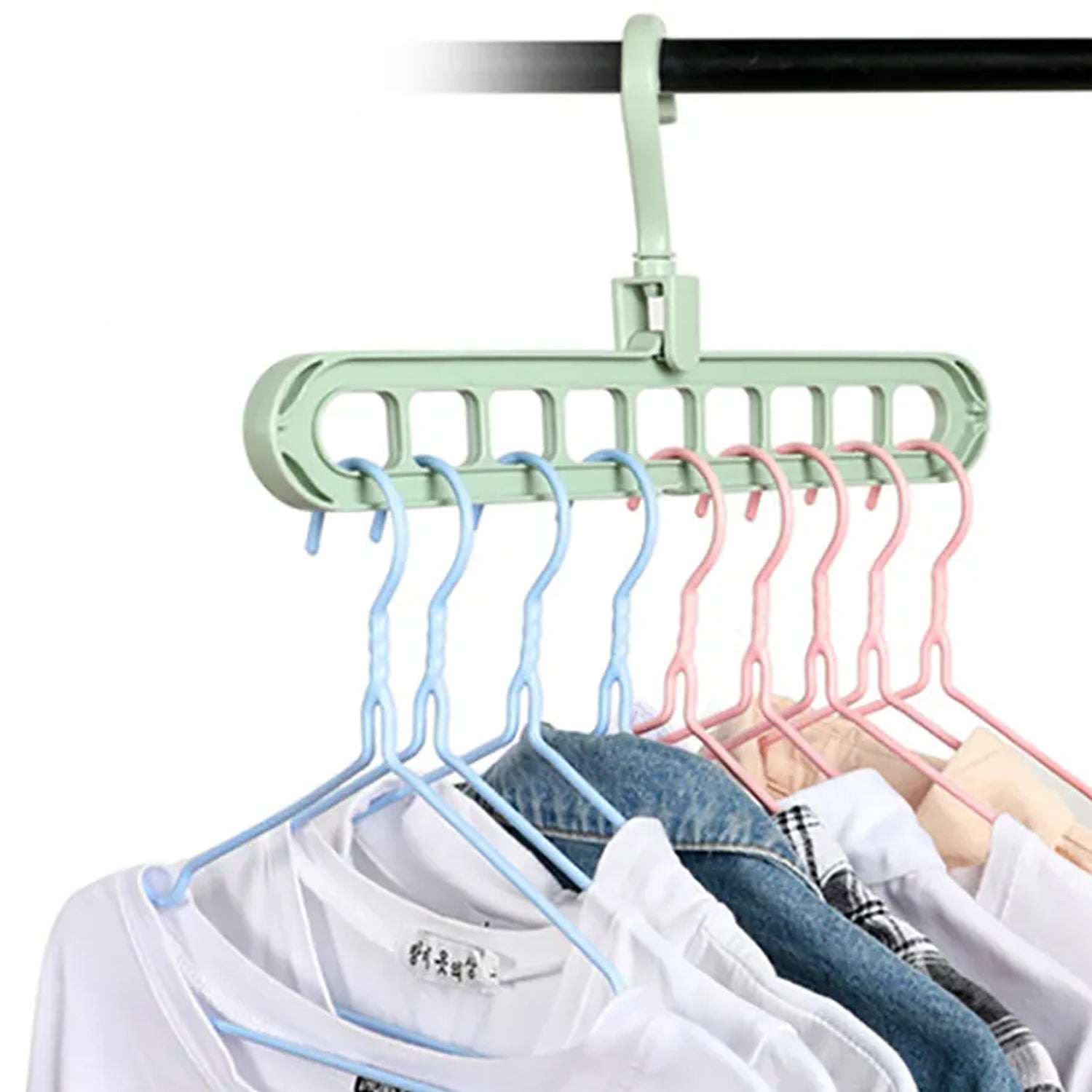 Wukusy plastic hanger hook for indoor wardrobe, clothing organization, suitable for balcony or windowsill storage.