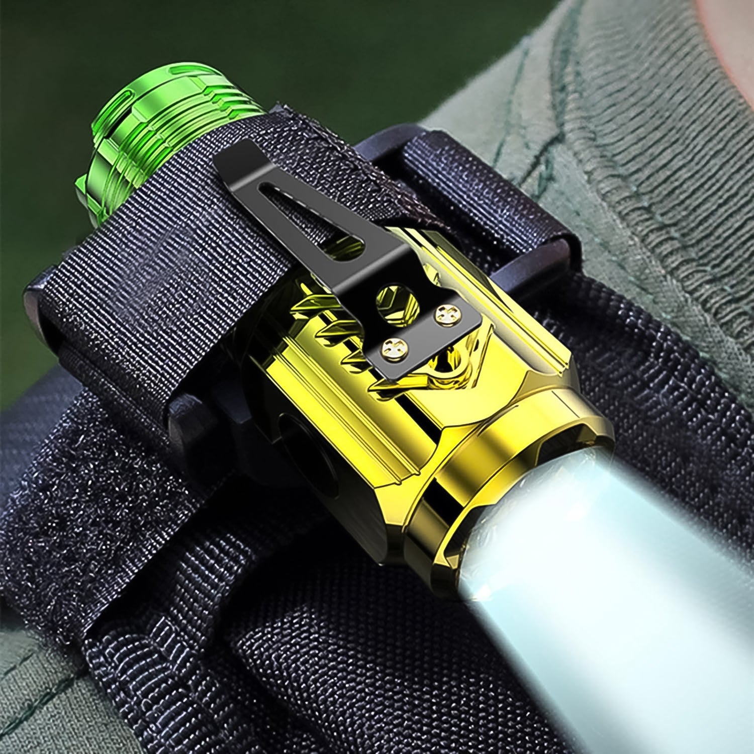 Wukusy USB chargeable mini 3 LED flashlight torch, compact black design, handheld with adjustable focus and bright LED lights.