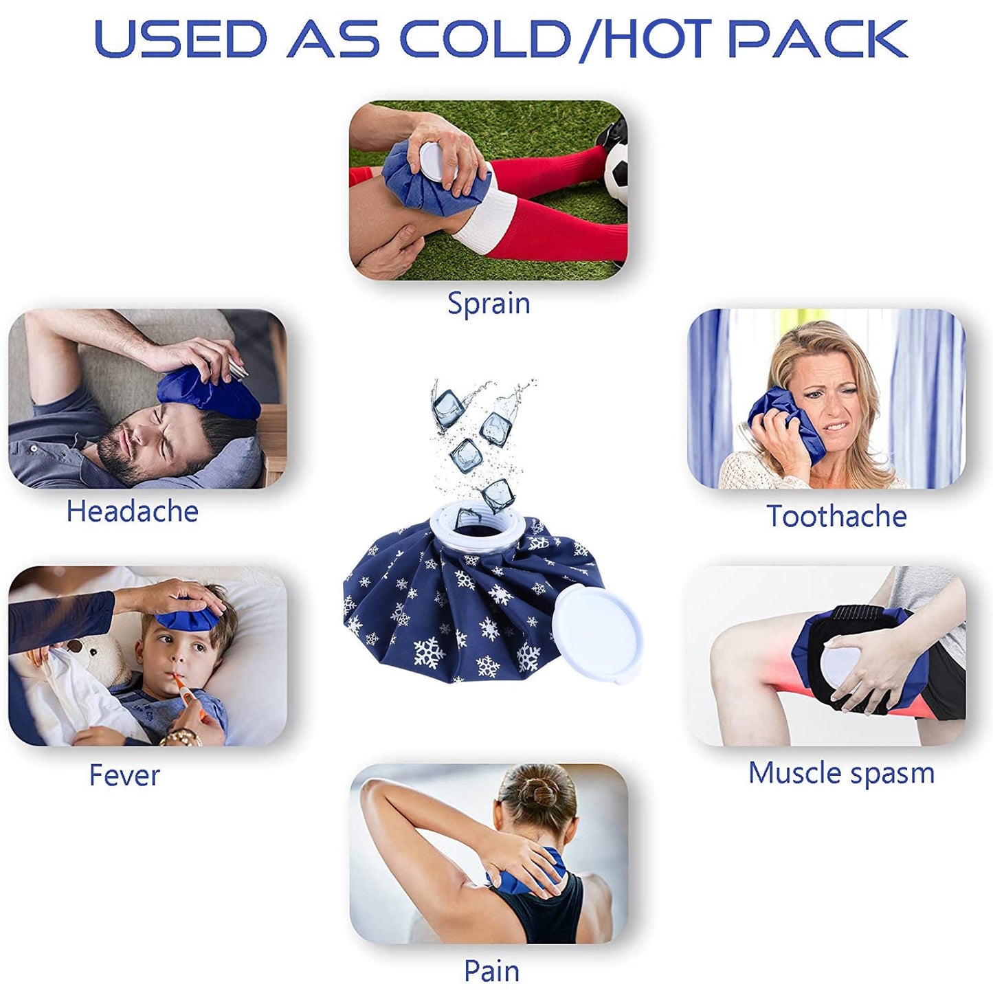 Wukusy 6165 pain reliever ice bag used for joint pain relief, showing a clear plastic bag filled with ice for soothing body joint discomfort.