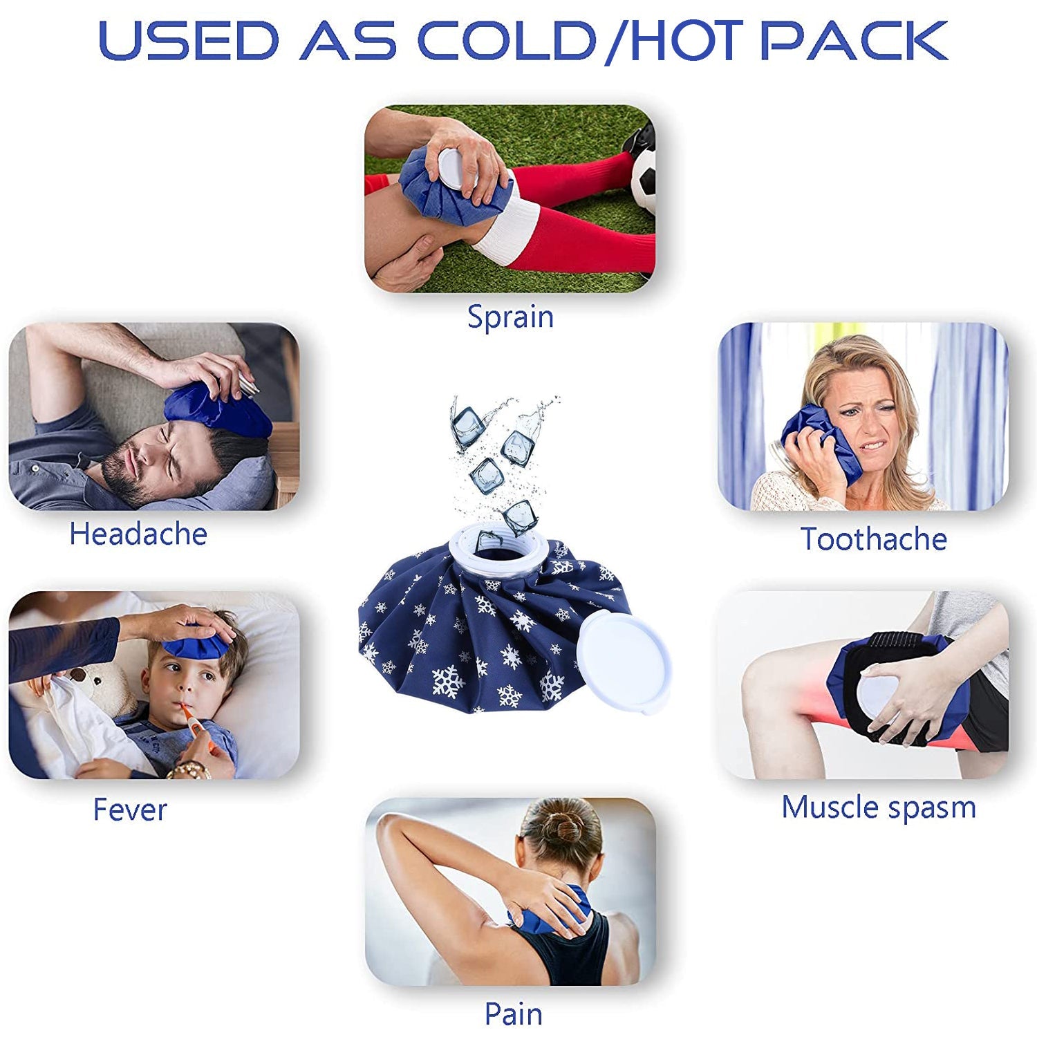 Wukusy 6165 pain reliever ice bag used for joint pain relief, showing a clear plastic bag filled with ice for soothing body joint discomfort.