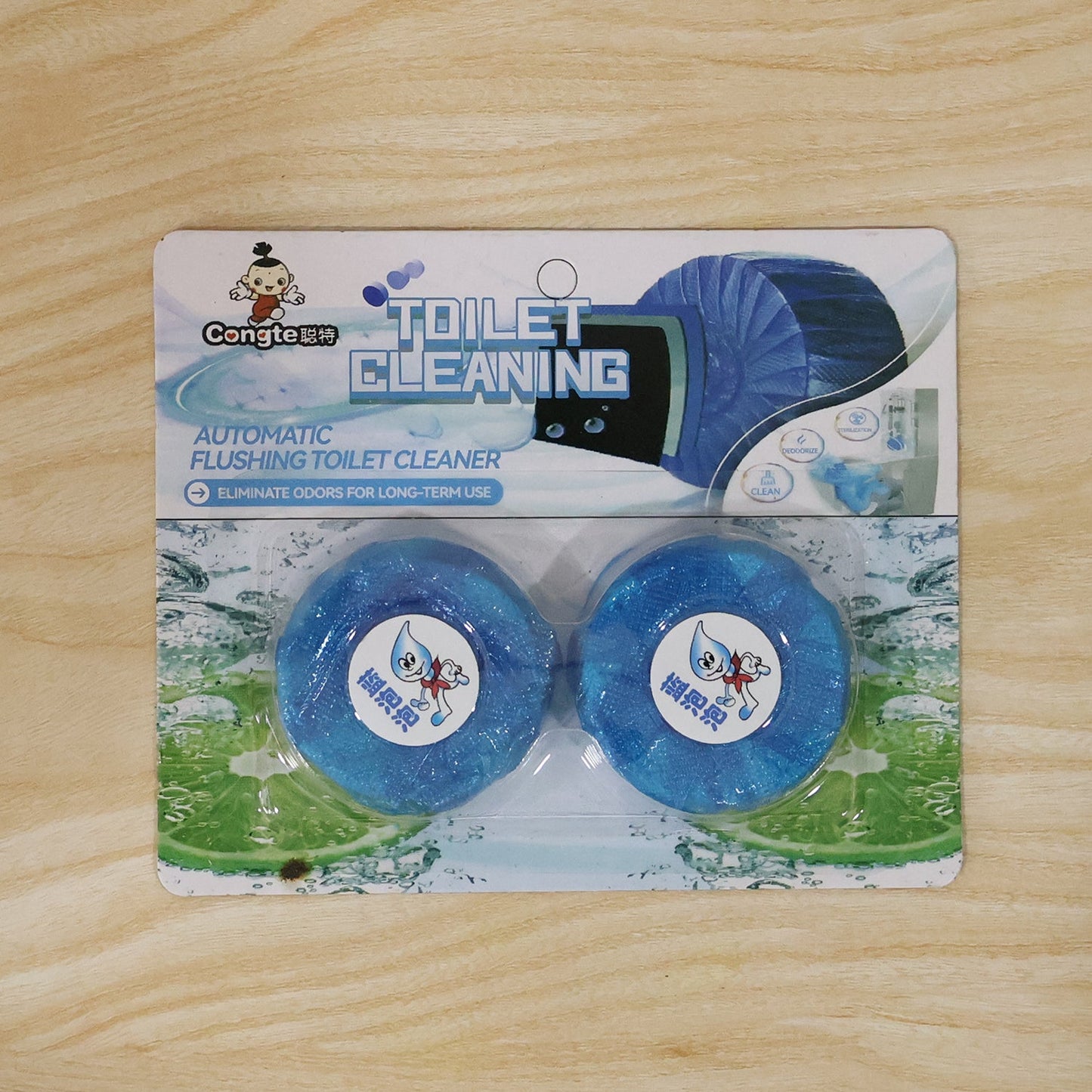 Wukusy automatic flushing toilet cleaner bottle with long-lasting freshening formula and cleaning agents for bathroom hygiene