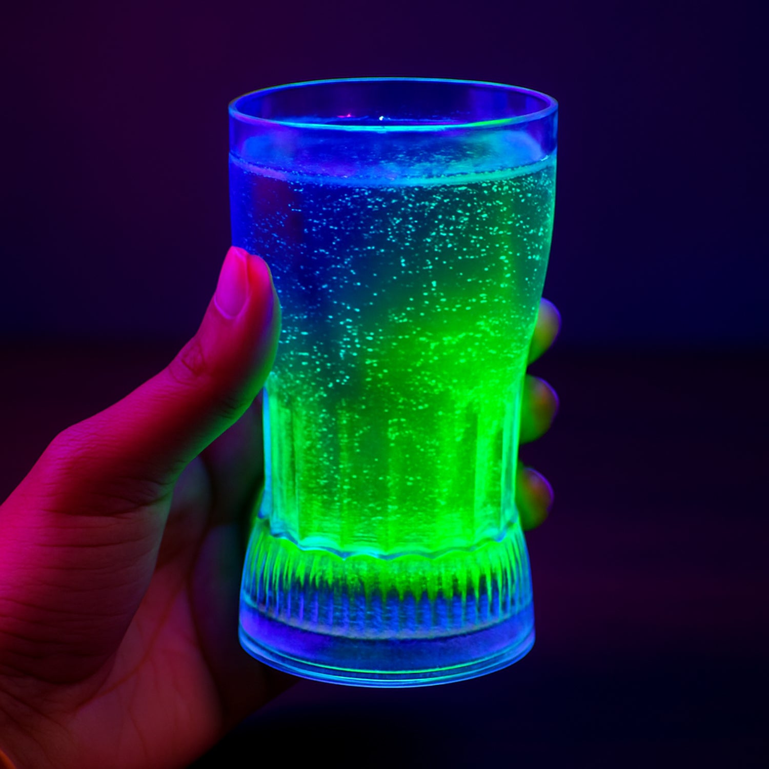 Glass fancy LED light by Wukusy, 200 ml plastic container with colorful LED illumination, ideal for home and kitchen decor.