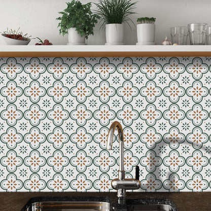 Wukusy peel and stick floor tiles for kitchen and bathroom, 8x8 inch waterproof DIY wall and floor tile stickers, 10-piece set