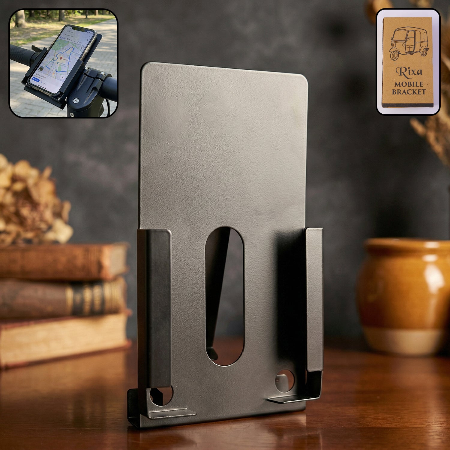 Wukusy Rixa Bracket Mobile Holder mounted on a surface, showcasing its adjustable design for secure smartphone placement.
