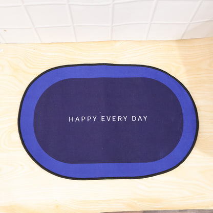 Wukusy bathroom floor mat with slip-resistant oval design, fast-absorbing surface, ideal for secure and comfortable bathroom use.