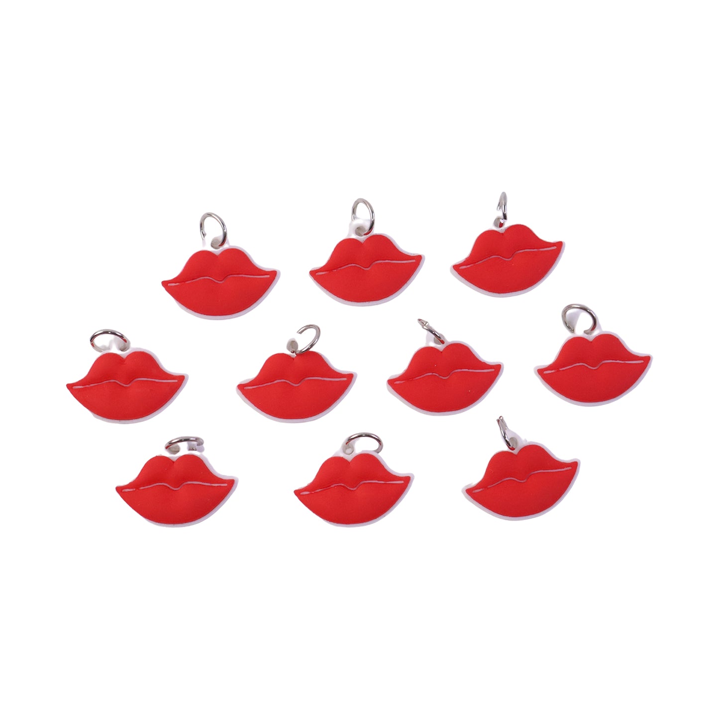 Set of 10 Wukusy cute lips shape bag charm keychains featuring colorful, playful designs for accessories and decoration.