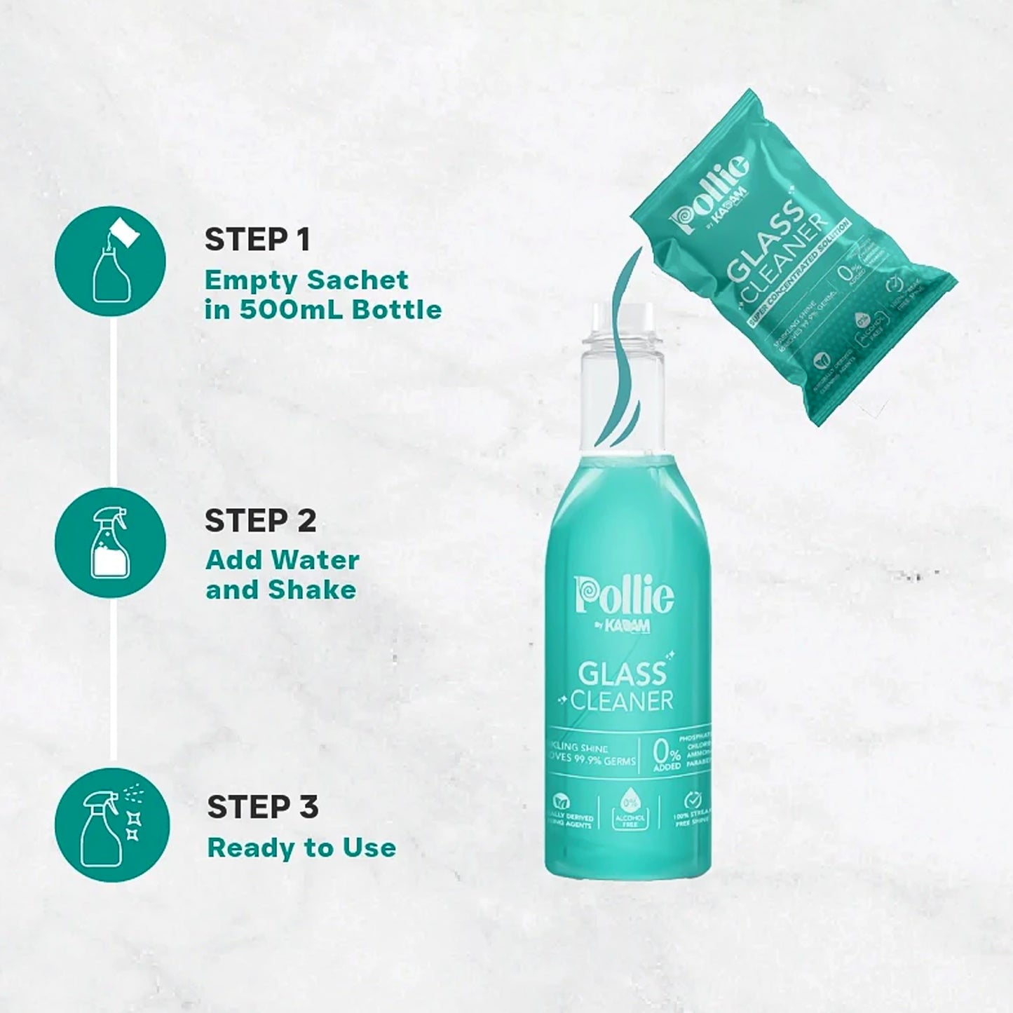 Wukusy Pollic Kadam concentrated glass mirror cleaner refill kit with reusable spray bottle for home improvement.