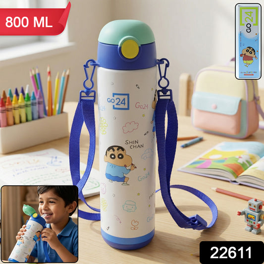 Wukusy Pexpo Kids stainless steel water bottle, 500ml, with colorful design and secure screw lid for school use.