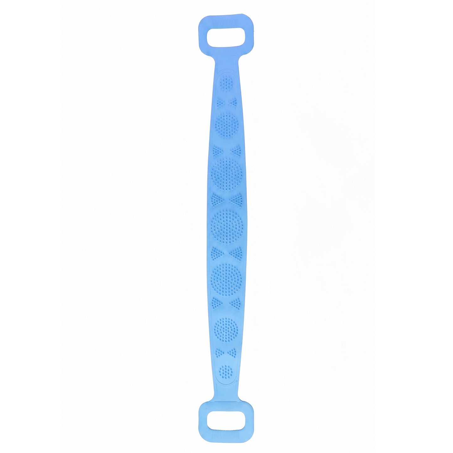 Long silicone body back scrubber belt for bath by Wukusy, showing a flexible, textured silicone scrubber for cleansing the back.