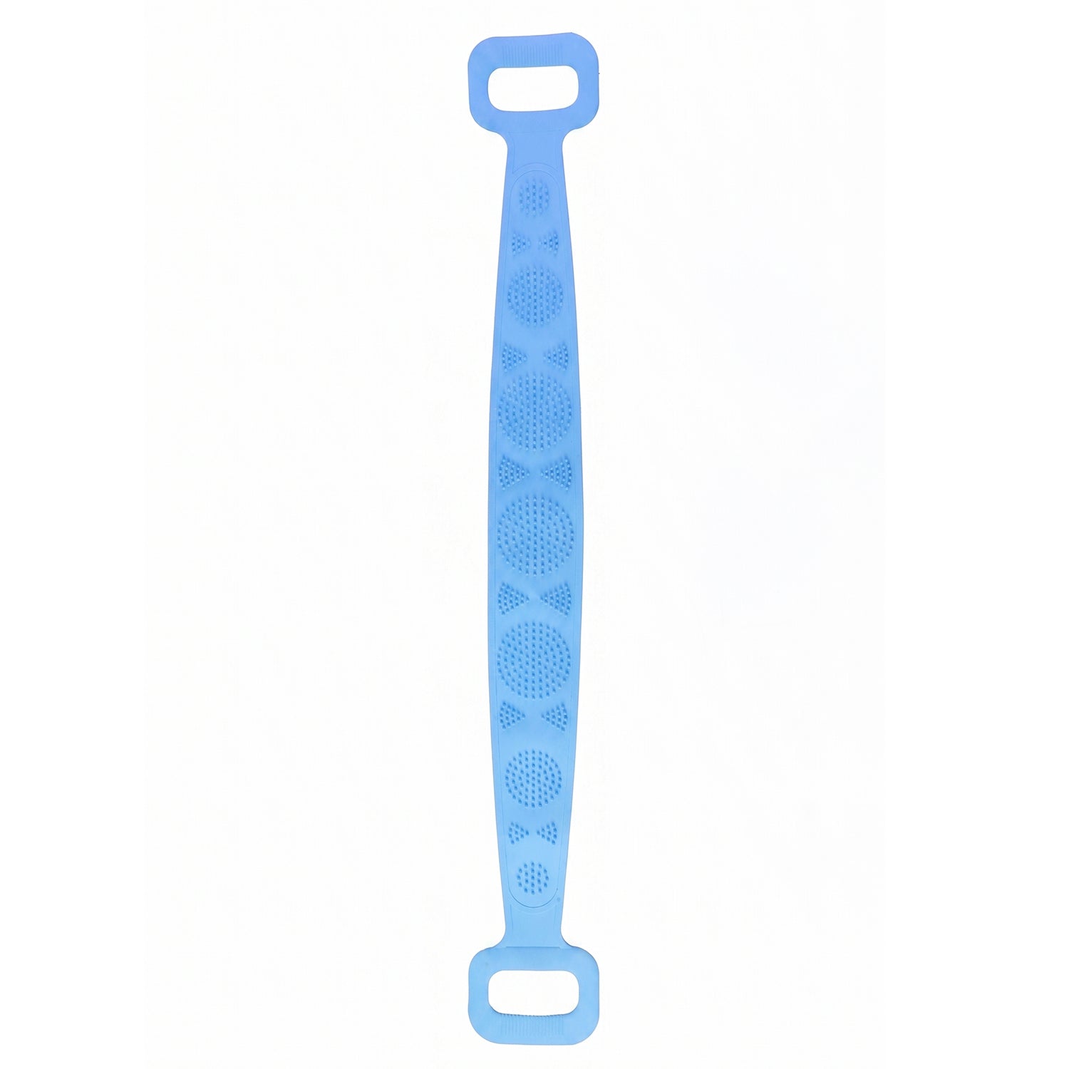 Long silicone body back scrubber belt for bath by Wukusy, showing a flexible, textured silicone scrubber for cleansing the back.