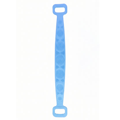 Long silicone body back scrubber belt for bath by Wukusy, showing a flexible, textured silicone scrubber for cleansing the back.