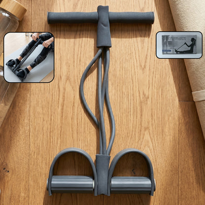 Wukusy portable pull rope resistance exerciser with foot pedal support, compact exercise equipment for strength training.
