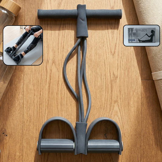 Wukusy portable pull rope resistance exerciser with foot pedal support, compact exercise equipment for strength training.