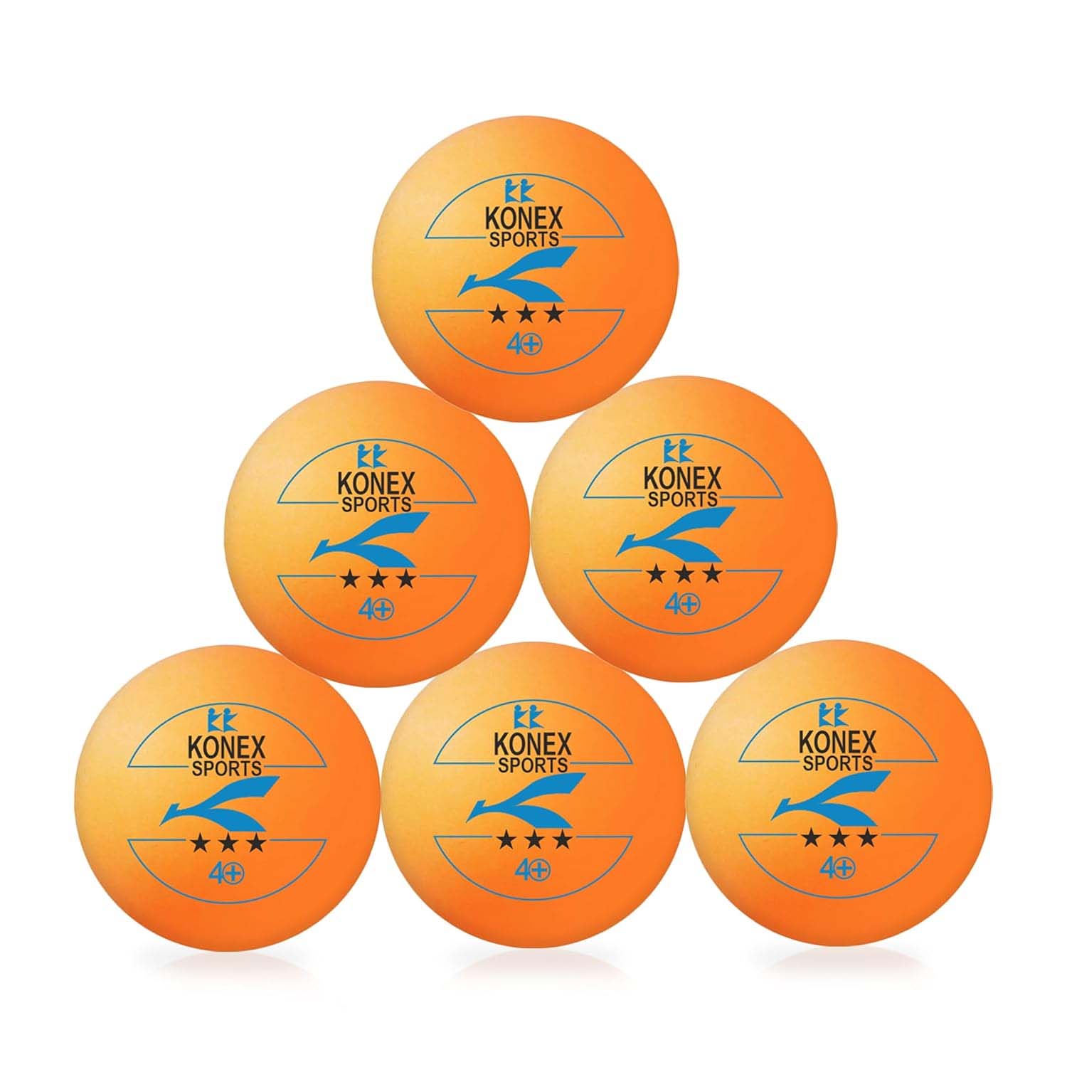 Six Wukusy professional table tennis balls laid out on a table, ready for competitive play in a sports setting.