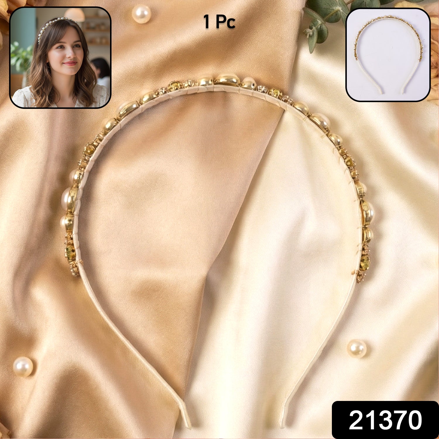 Elegant pearl and crystal embellished hair band by Wukusy with intricate detailing, perfect for special occasions or stylish accessories.