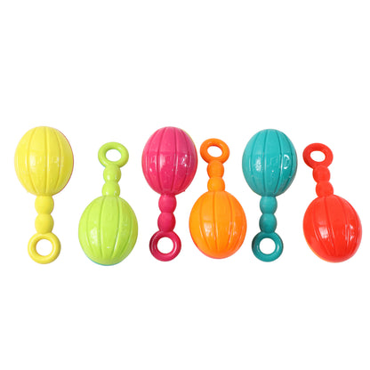 Set of six Wukusy baby hand rattle toys in bright, colorful plastic designs for developmental sensory play.