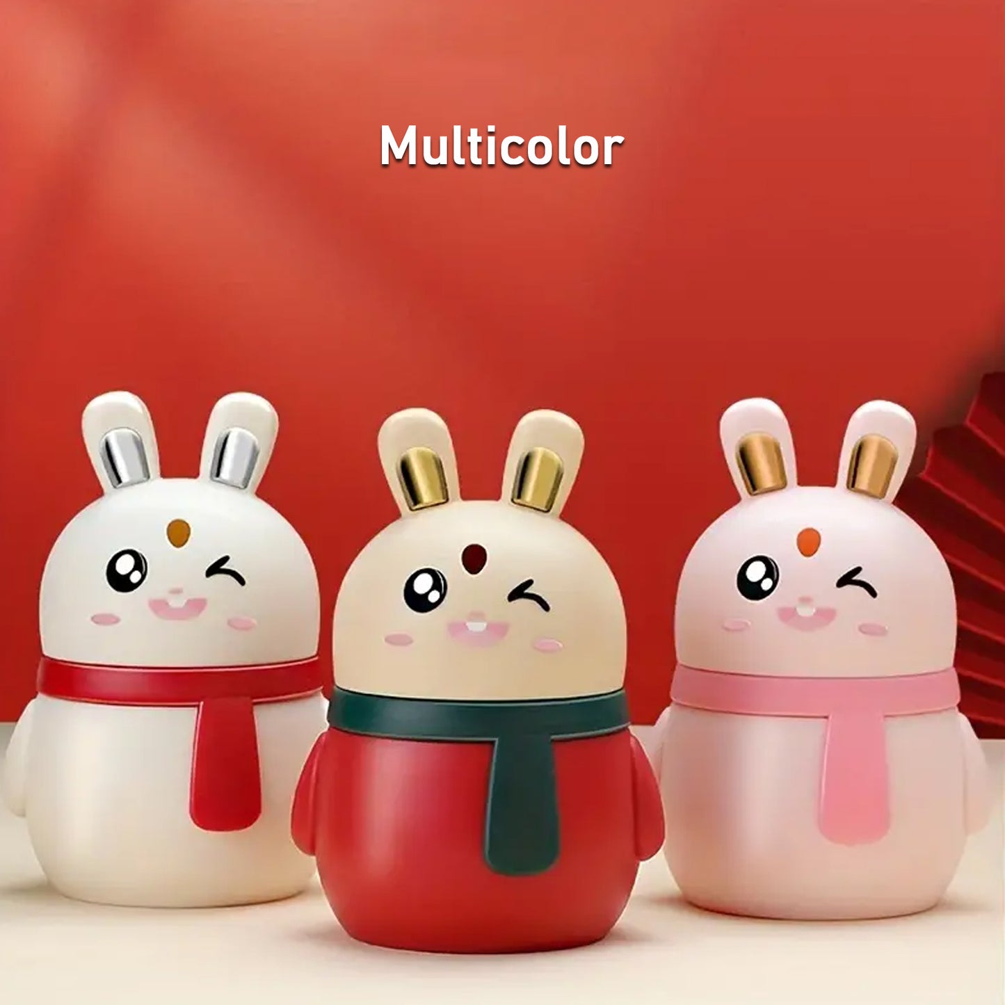 Red rabbit-shaped toothpick dispenser by Wukusy, small durable home decor accessory for kitchen or dining table organization.