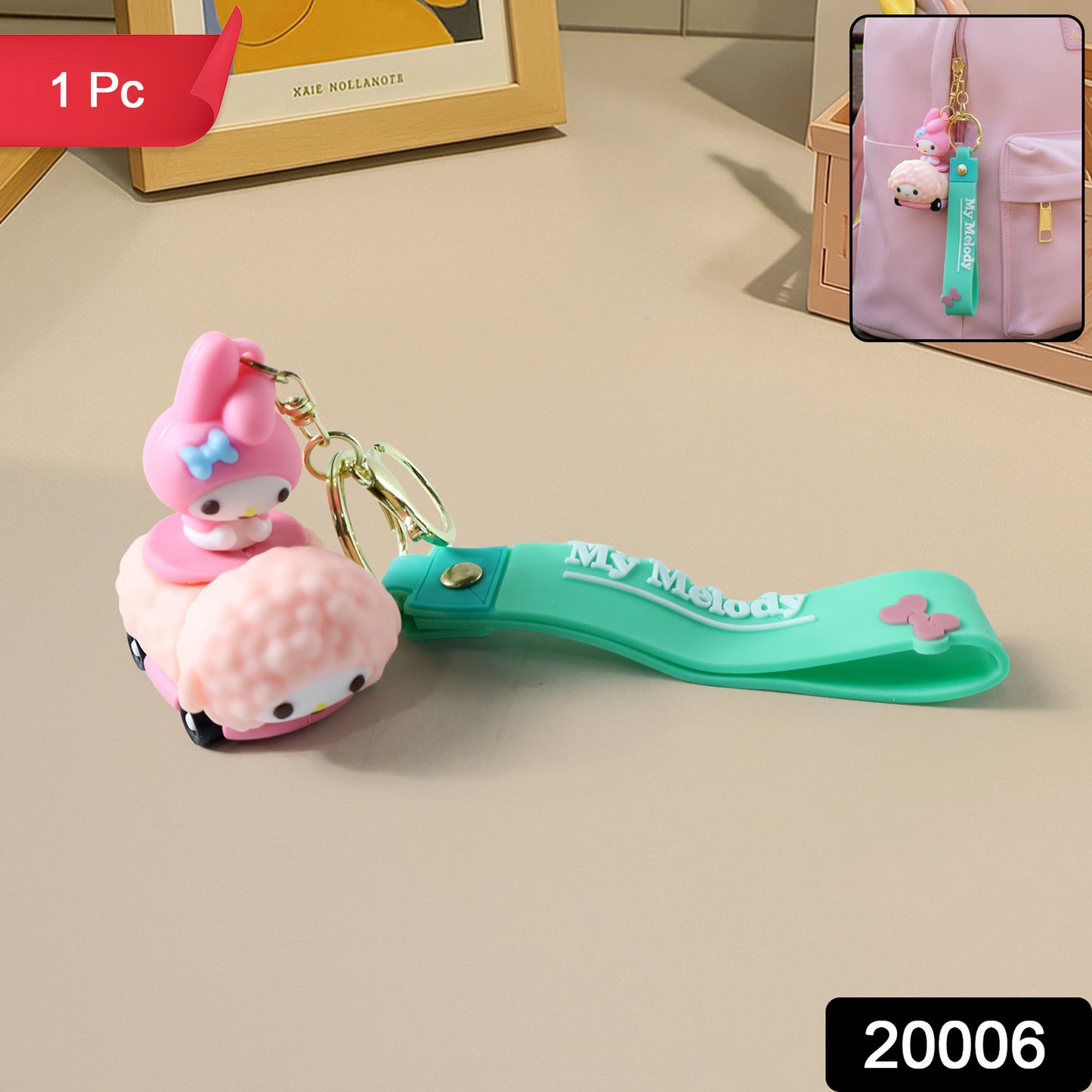 Cute cartoon character silicone keychain by Wukusy featuring a colorful, playful design on a keyring.