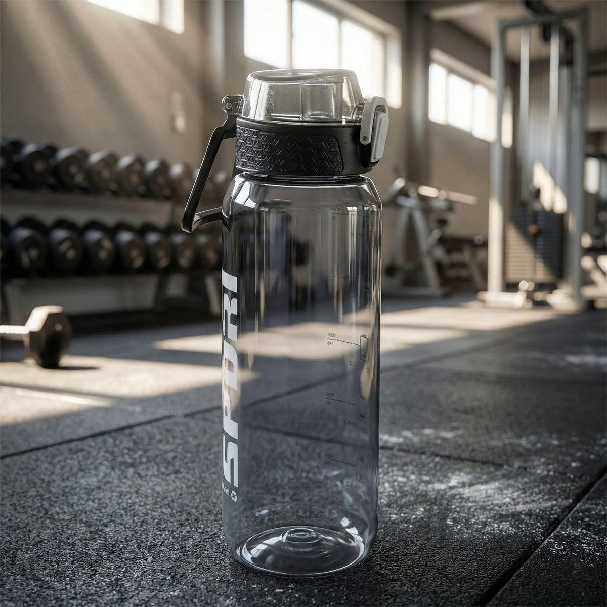 Wukusy 1000ml leakproof sports water bottle with ergonomic design and secure lid, ideal for outdoor activities and hydration.