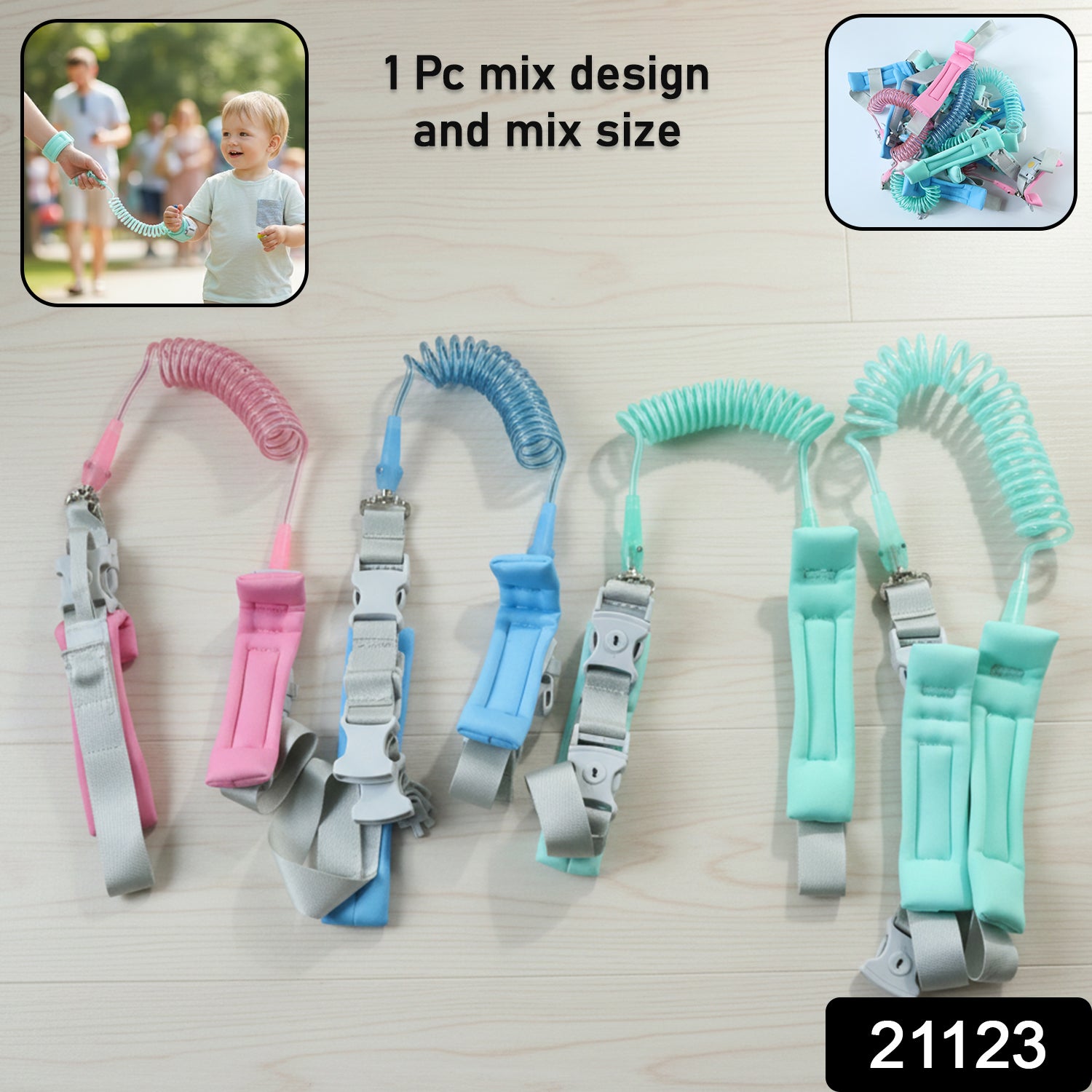 Wukusy mix design baby safety walking leash with adjustable strap and colorful pattern for toddler safety and control.