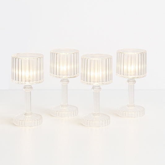 Set of 4 Wukusy LED crystal-effect table lamps for home decor, featuring modern design with shimmering crystal details.
