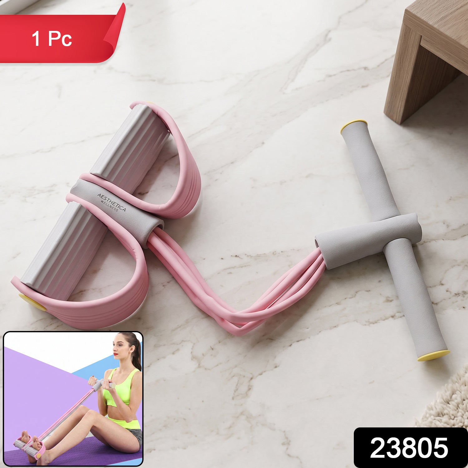 Wukusy portable resistance exercise pull rope with foot pedal support, used for strength training and muscle toning.