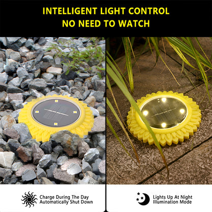 Wukusy solar garden decorative LED ground lights, 2-piece set, solar-powered outdoor landscape lighting with illuminated ground markers
