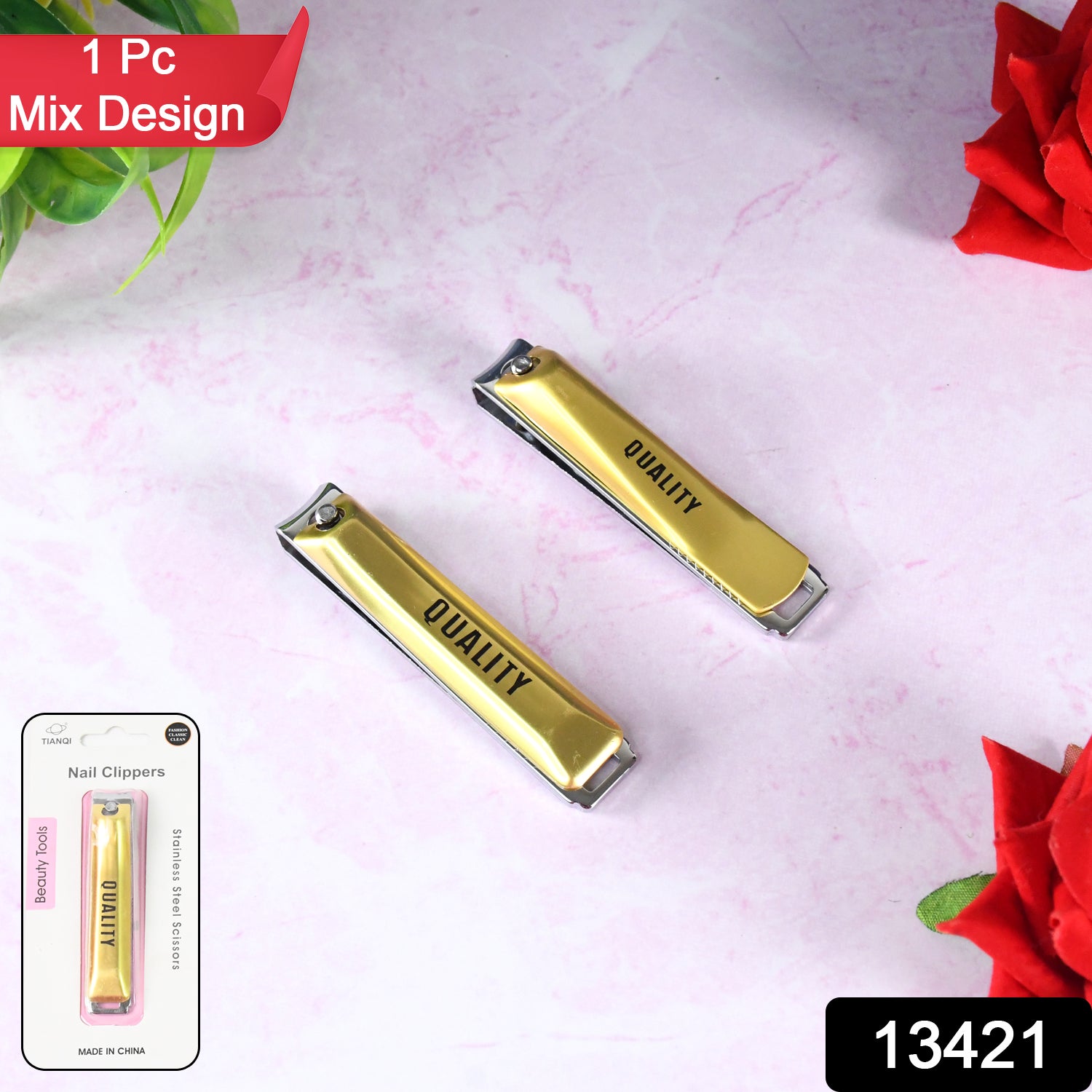 Wukusy stainless steel folding nail clippers with built-in nail file, portable and large size for home nail grooming.