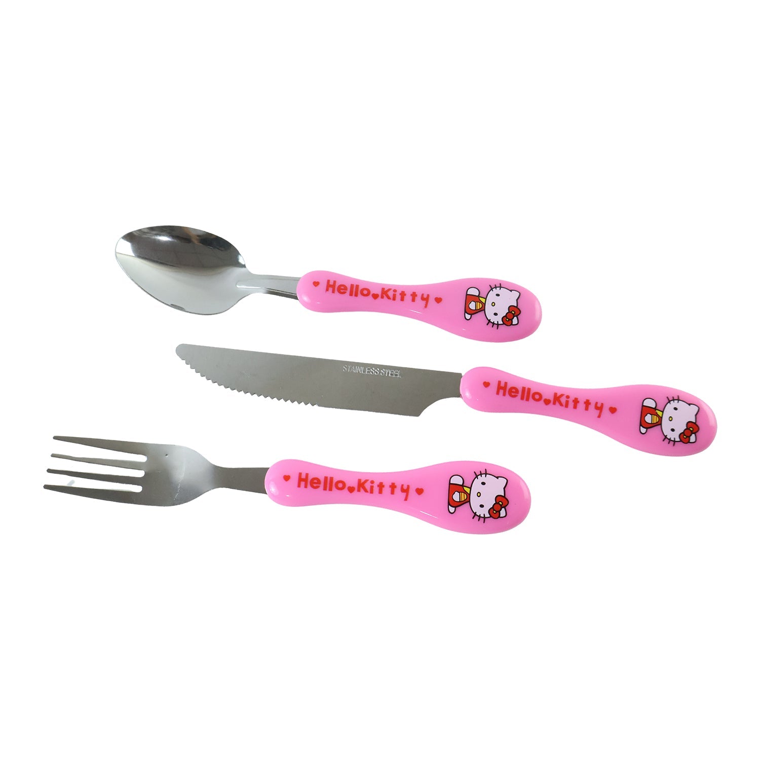 Wukusy 3-in-1 kids cutlery set with case, includes spoon, fork, and knife designed for children, compact and easy to carry.