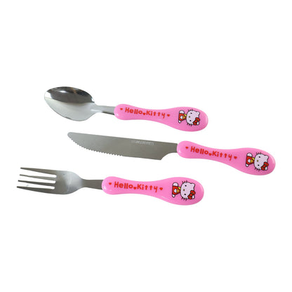 Wukusy 3-in-1 kids cutlery set with case, includes spoon, fork, and knife designed for children, compact and easy to carry.