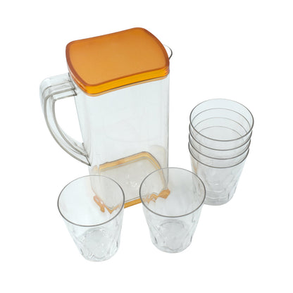 Wukusy 2246 resistant glass jug for juice, milk, and hot or cold beverages, clear kitchen tool with handle and spout.