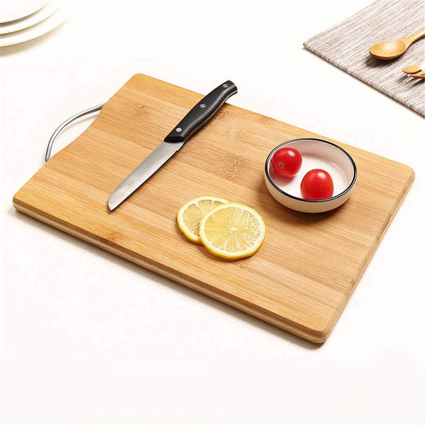Wukusy wooden chopping and cutting board with anti-skid mat, ideal for kitchen food prep and chopping tasks.