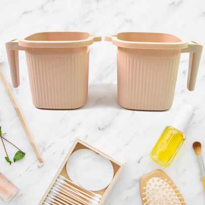 Set of four Wukusy plastic square bath water mugs in mixed colors, each 1000 ml, for home and kitchen use.