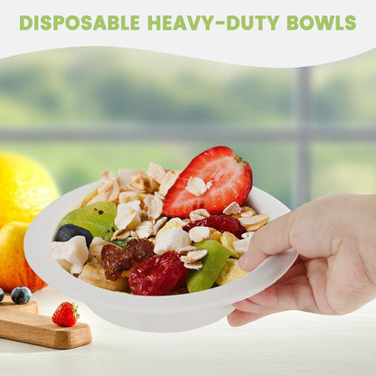 Wukusy Vegnar disposable food serving bowl set with 10 pieces, 360 ml capacity, made of lightweight, durable material.