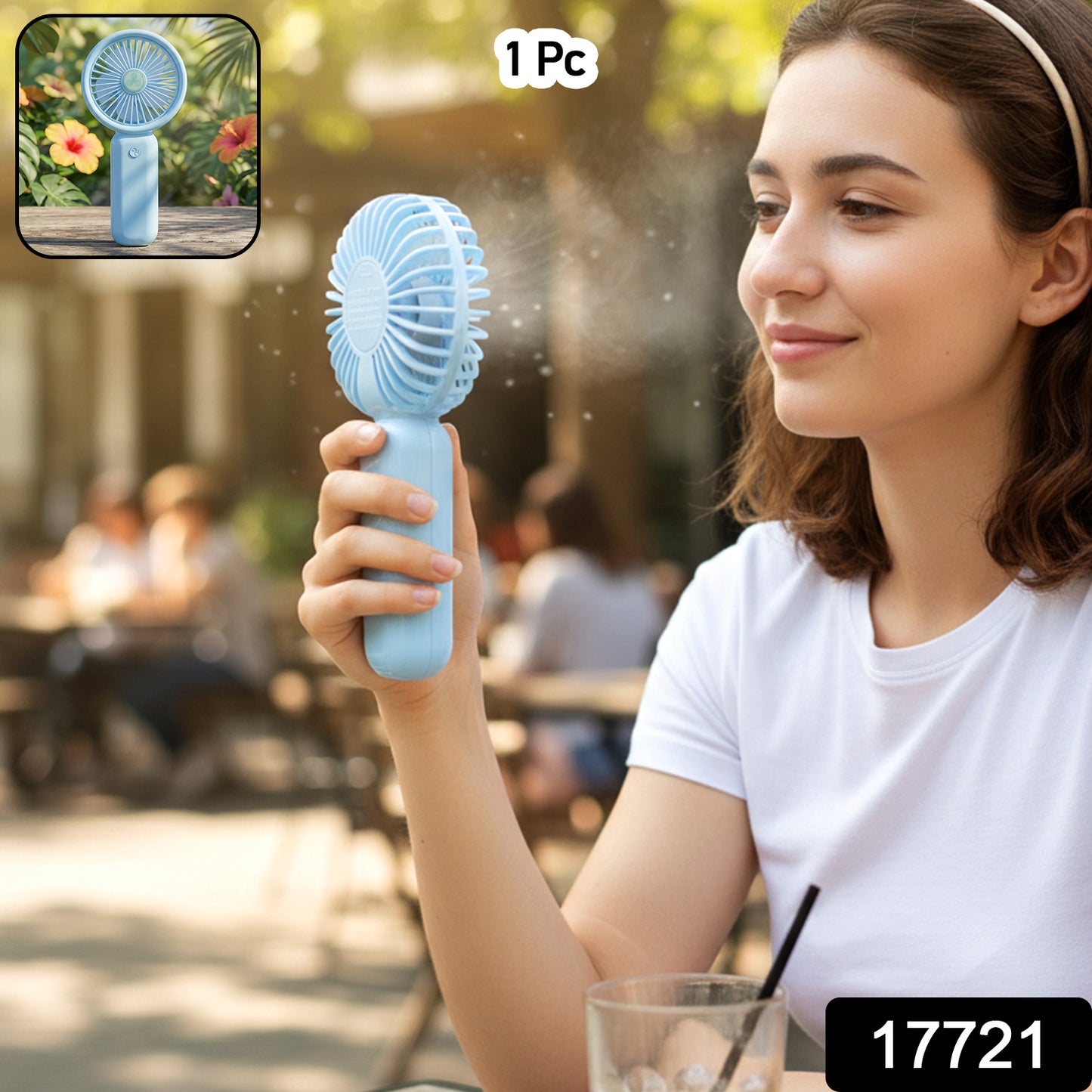 Wukusy portable mini handheld fan for personal cooling, compact design, handheld device, black color, showing front view