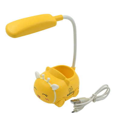 Wukusy LED reading desk lamp with 360° adjustable arm, foldable design, USB charging, ideal for home or office use.