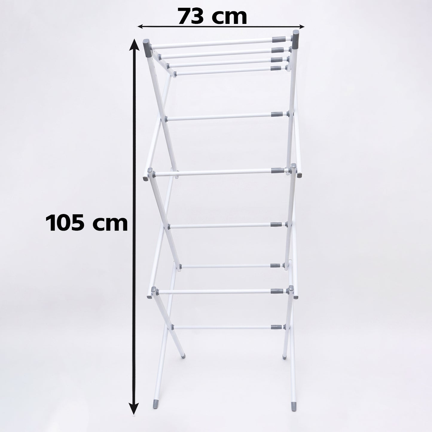Wukusy 3-tier folding clothes drying rack with multiple bars for laundry, suitable for balcony use, compact and portable design