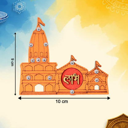 Decorative wall sticker of Shubh Labh Ram Temple Mandir design by Wukusy, ideal for home decor, featuring intricate temple artwork.