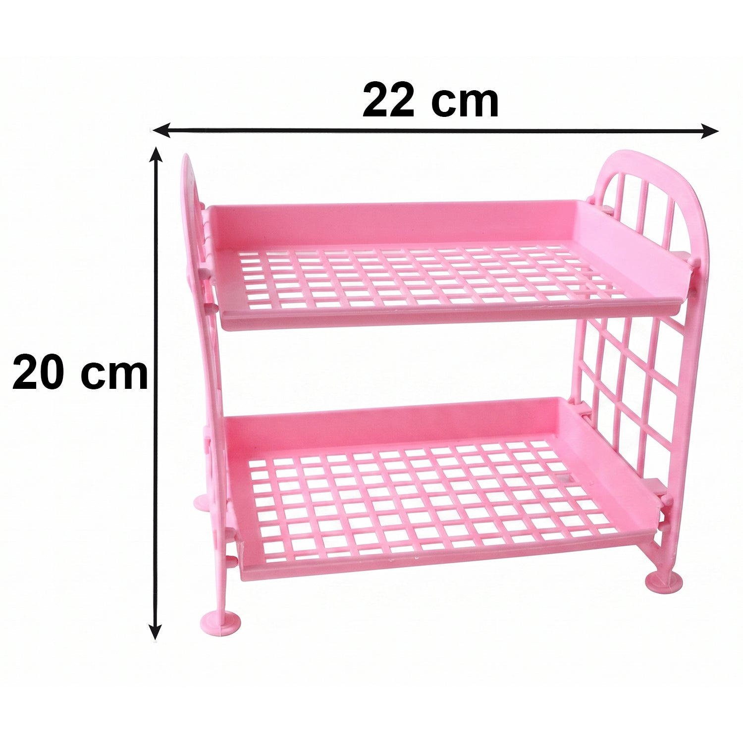 Wukusy 2-layer small plastic storage rack with multiple compartments, ideal for kitchen organization and countertop use.