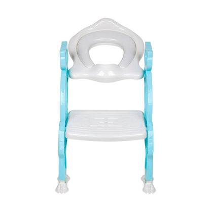 Wukusy 2-in-1 potty training toilet seat with step stool for toddlers, soft padded seat, non-slip wide steps, colorful design.