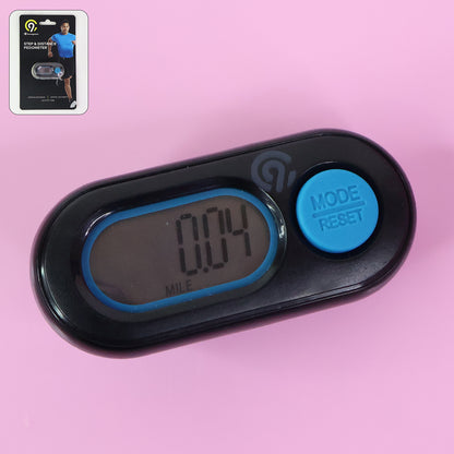Wukusy digital step and distance pedometer with LCD display showing step count and distance traveled.