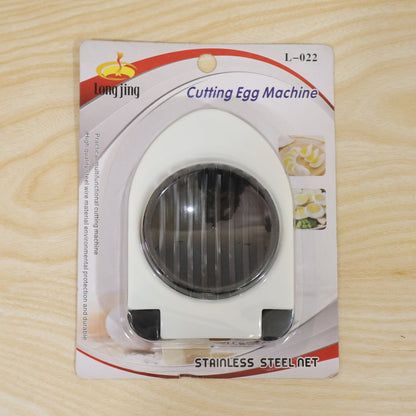 Wukusy stainless steel egg cutter slicer with wire blades for neatly slicing boiled eggs, single-piece kitchen tool.