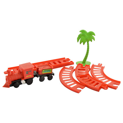 Wukusy 4470 World Express Mini Train Play Set for kids, featuring colorful train cars and track pieces for imaginative play.
