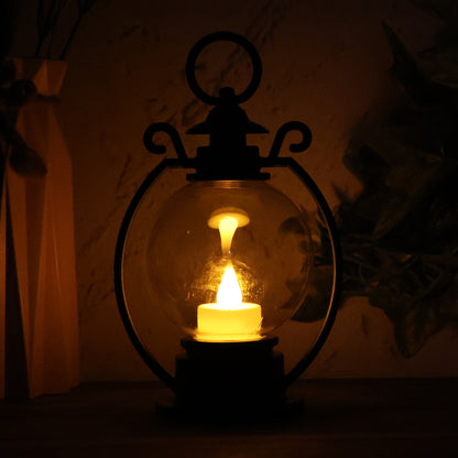Wukusy LED storm lantern decorative light, outdoor waterproof design with metal handle and vintage-style illumination.