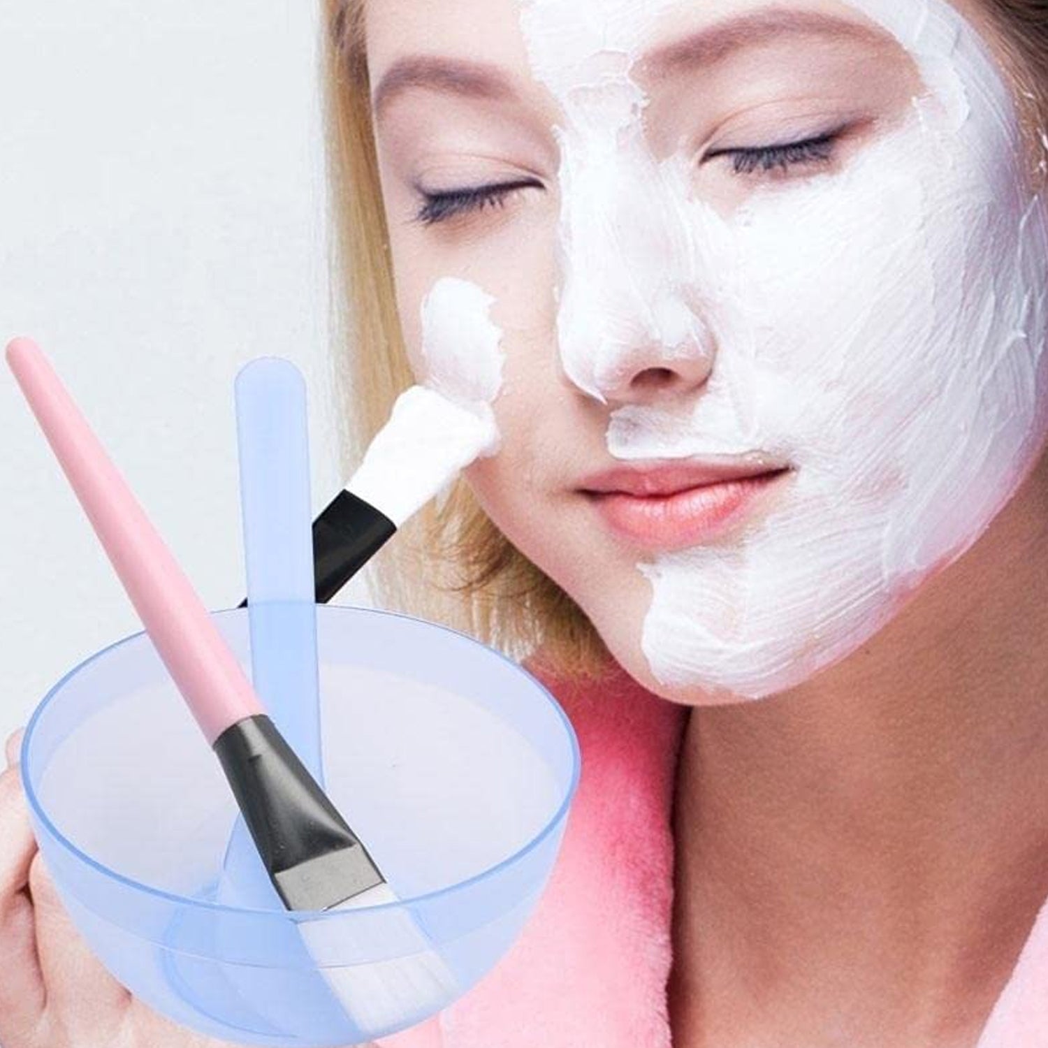 Wukusy 6-piece facial mask bowl set for girls, includes small bowls and brushes for skincare and beauty routines.