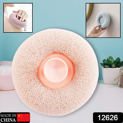 Wukusy super soft flower-shaped bath sponge with suction cup for exfoliating shower body wash, reusable foam loofah for women and men
