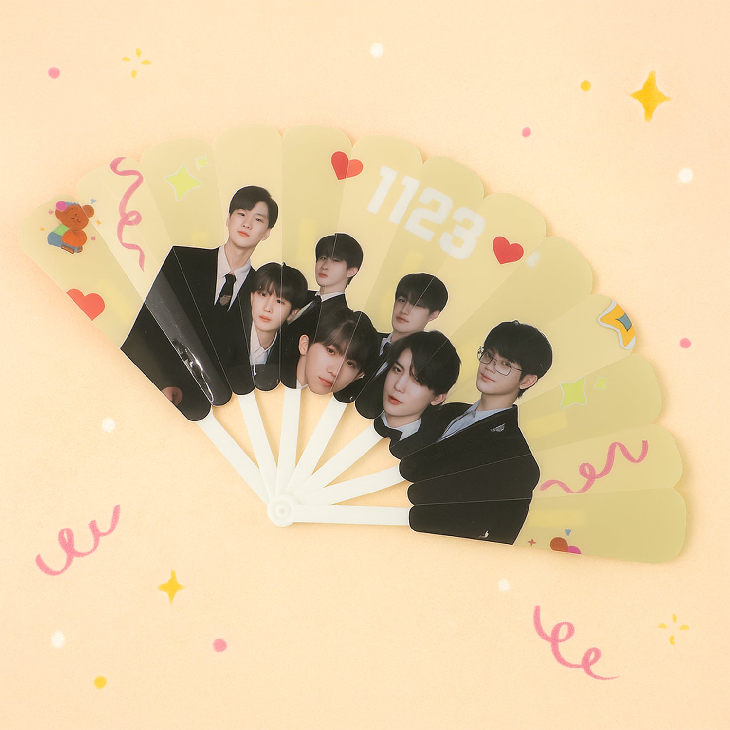 Wukusy idol-themed foldable hand fan with decorative design, lightweight and portable for home or personal use.