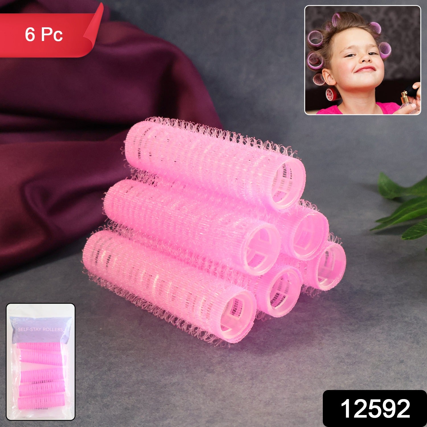 Set of six Wukusy premium self-grip hair rollers for easy, no-clip curling and styling.
