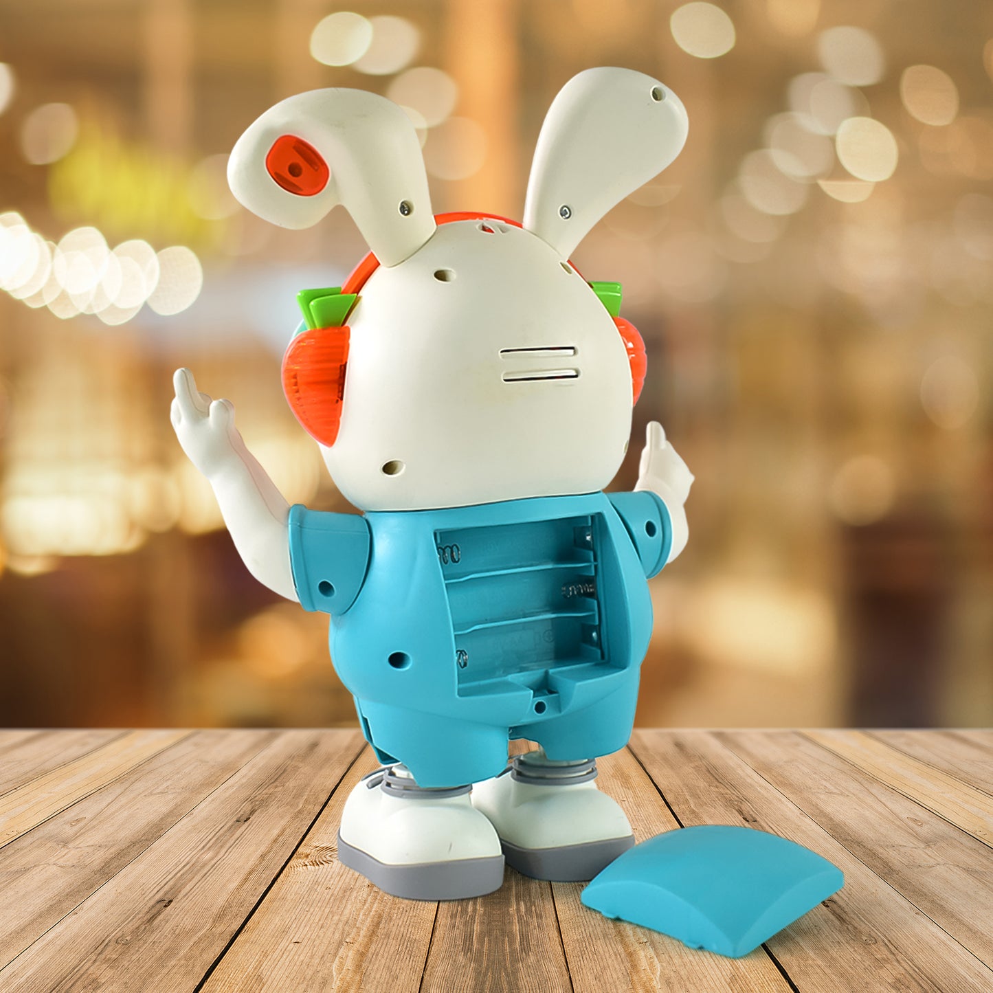 Wukusy Swing Rabbit musical toy featuring dancing bunny with lights and sounds, interactive toy for children, battery not included.