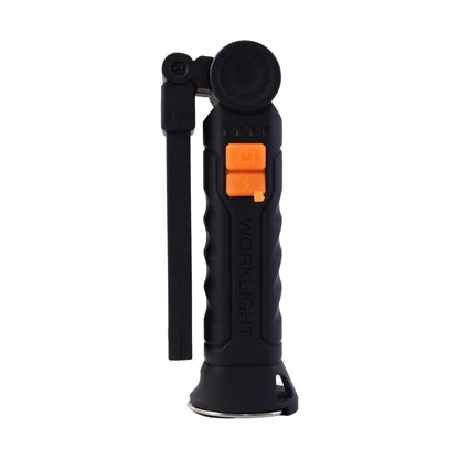 Wukusy compact rechargeable LED work light with adjustable arm and magnetic base, providing bright illumination for workspaces.
